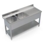1600mm Wide Stainless Steel Double Bowl Sink Right Hand Drainer – 1600-600RHD