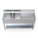 1600mm Wide Stainless Steel Double Bowl Sink Right Hand Drainer – 1600-600RHD