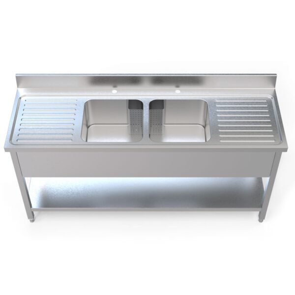 1800mm Wide Stainless Steel Double Bowl Double Drainer Sink – 1800-600