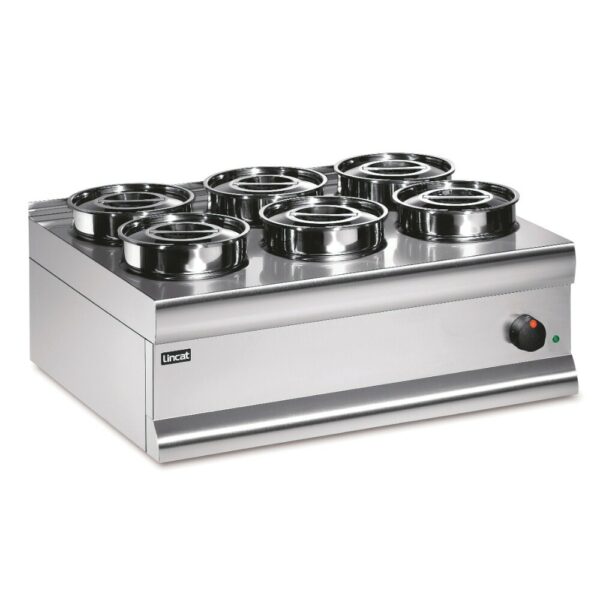 BS7 – Lincat Silverlink 600 Electric Counter-top Bain Marie – Dry Heat – Round Pots – Base + 6 Pots – W 750 mm – 1.0 kW