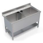 1400mm Wide Stainless Steel Double Pot Wash Catering Sink – PW-1400