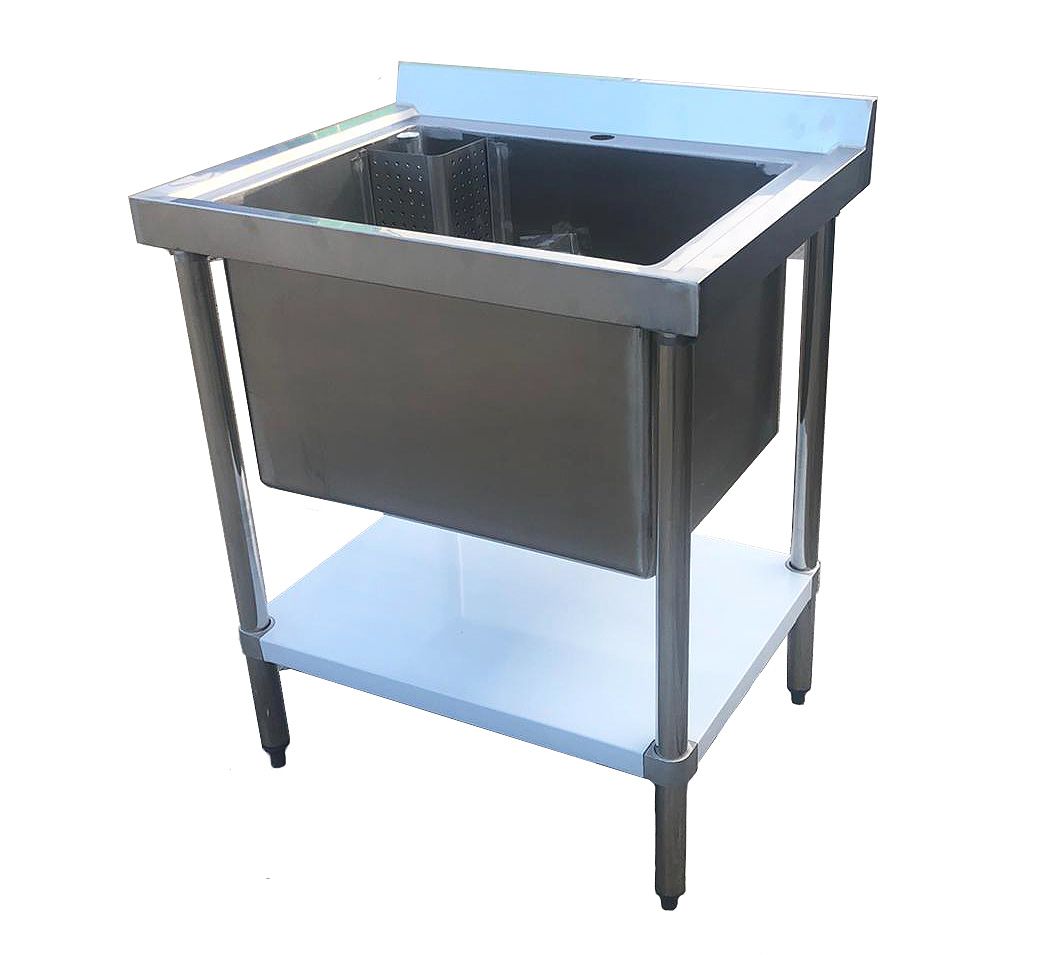750mm Wide Stainless Steel Midi Pot Wash Sink with Undershelf – PW-750-CB-1