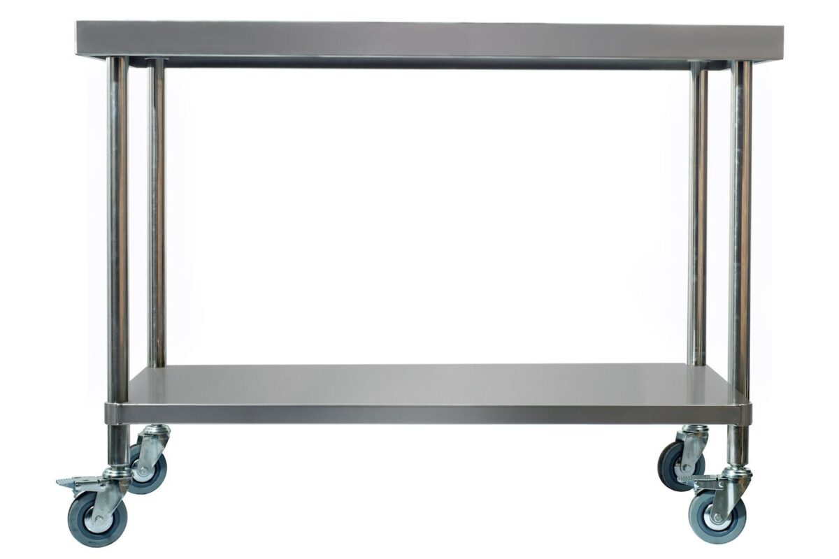 600mm Wide Stainless Centre Table with Castors – RSS030600