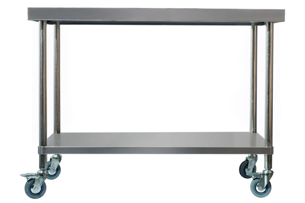 900mm Wide Stainless Centre Table with Castors – SS030900