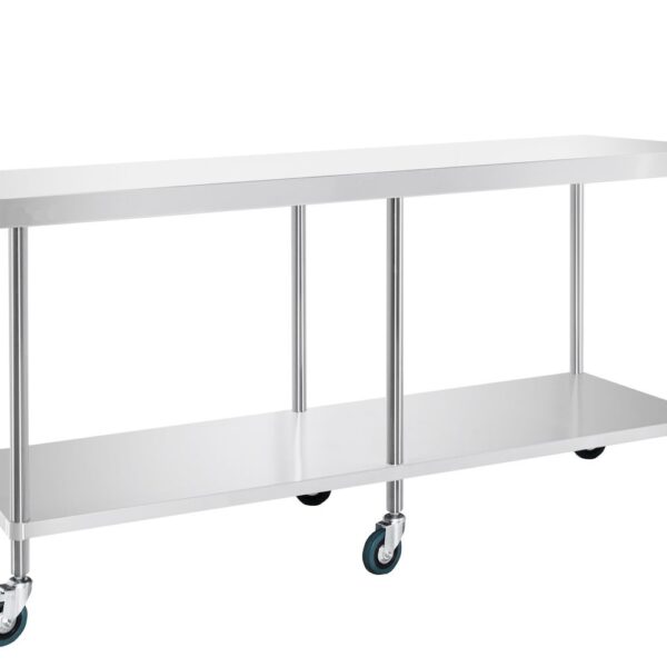 1800mm Wide Stainless Centre Table with Castors – SS031800