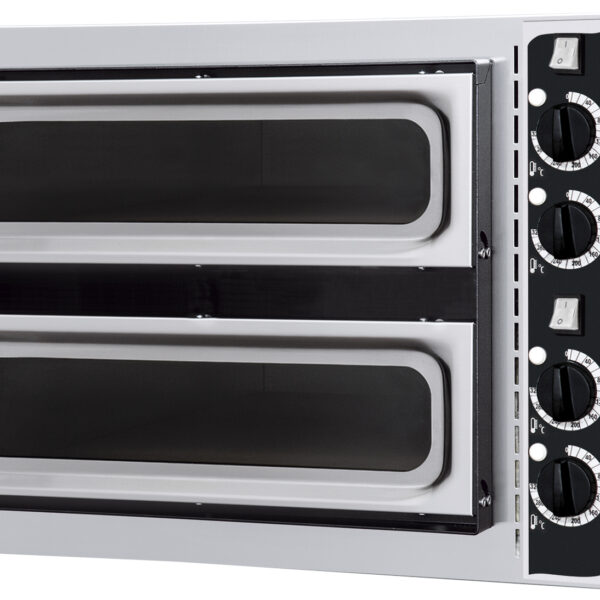 BASIC 2/40 GLASS 4T – 1+1 x ø32cm Pizzas Double Deck Electric Oven (4 Thermostats)