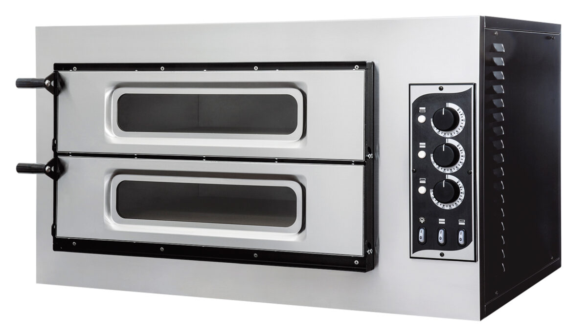 BASIC 2/50 GLASS 3T- 1+1 x ø45cm Pizzas Double Deck Electric Oven (3 Thermostats)