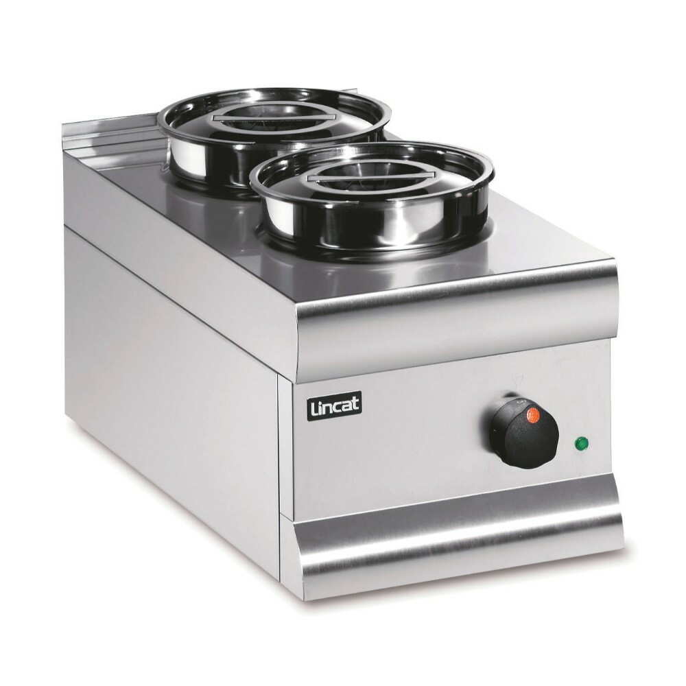 BS3 – Lincat Silverlink 600 Electric Counter-top Bain Marie – Dry Heat – Round Pots – Base + 2 Pots – W 300 mm – 0.5 kW