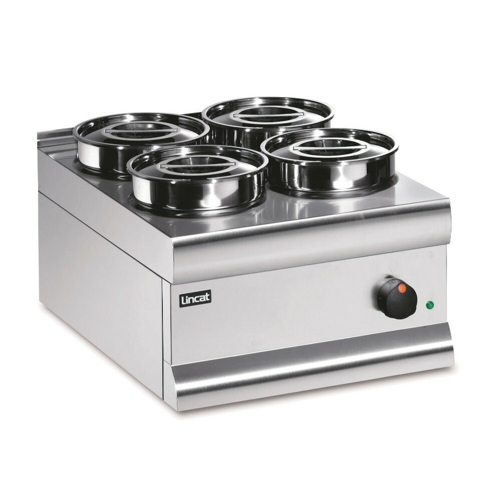 BS4 – Lincat Silverlink 600 Electric Counter-top Bain Marie – Dry Heat – Round Pots – Base + 4 Pots – W 450 mm – 0.75 kW
