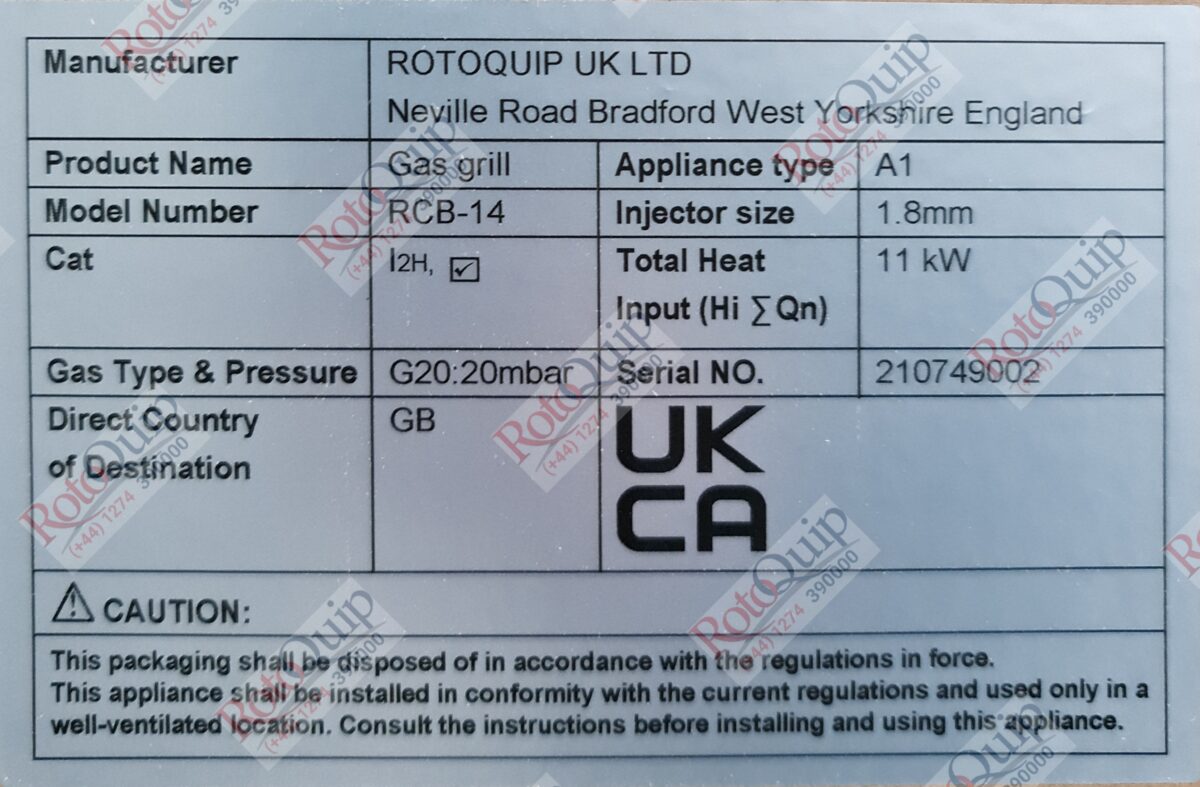 RCB-14 – 2 Grids Professional Radiant Gas Char-Broiler / 35cm Wide