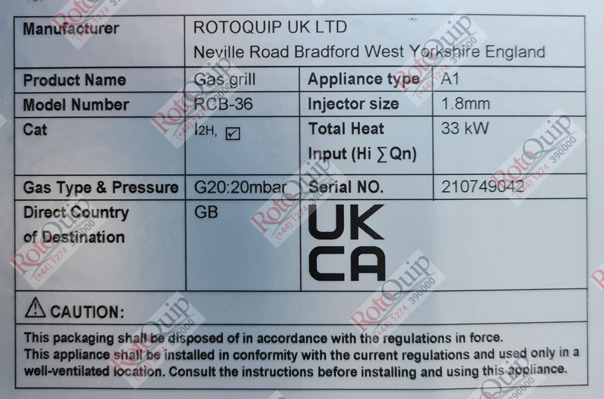 RCB-36 – 6 Grids Professional Radiant Gas Char-Broiler / 91cm Wide