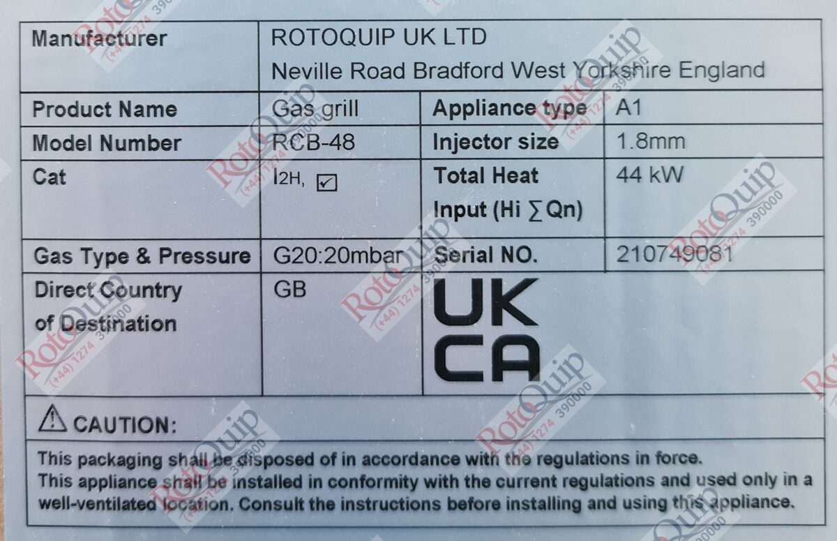 RCB-48 – 8 Grids Professional Radiant Gas Char-Broiler / 122cm Wide