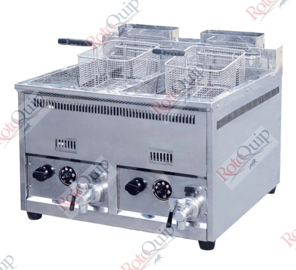 REF-72T – 2 x 8 Litre Double Tank Twin Basket Counter Top Gas Fryer