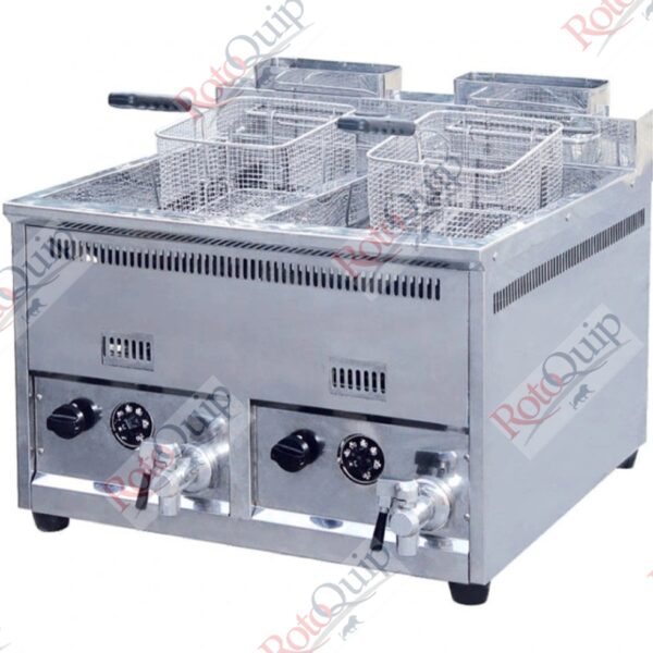 REF-72T – 2 x 8 Litre Double Tank Twin Basket Counter Top Gas Fryer