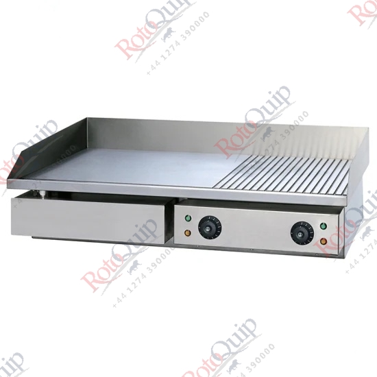 RFT-822 – 73cm Wide Electric Flat + Grooved Plate Griddle