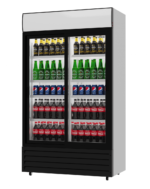 Double Sliding Door Display Cooler with Merchandising Canopy – SS-P688WB-B