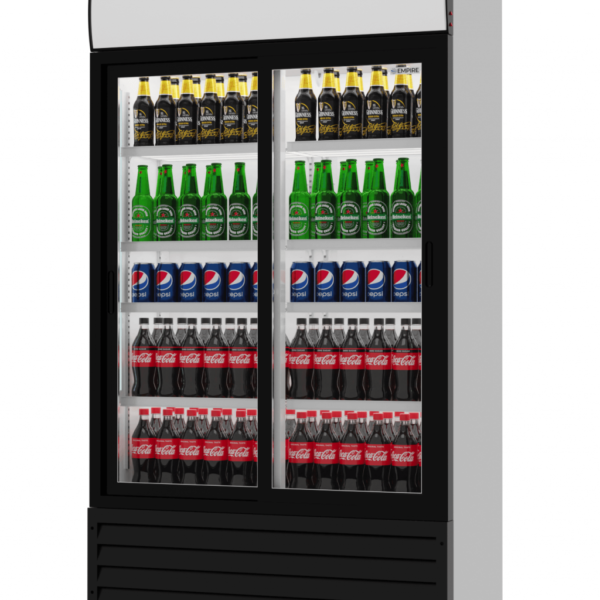 Double Sliding Door Display Cooler with Merchandising Canopy – SS-P688WB-B