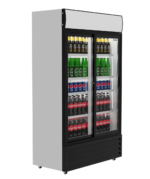 Double Sliding Door Display Cooler with Merchandising Canopy – SS-P688WB-B