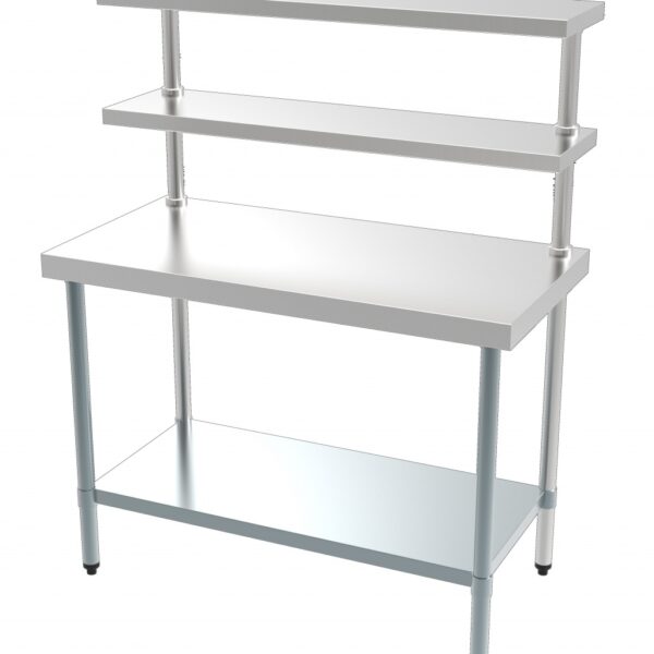 1200mm Wide Stainless Steel Prep Table With Two Top Shelves – 7490.0100