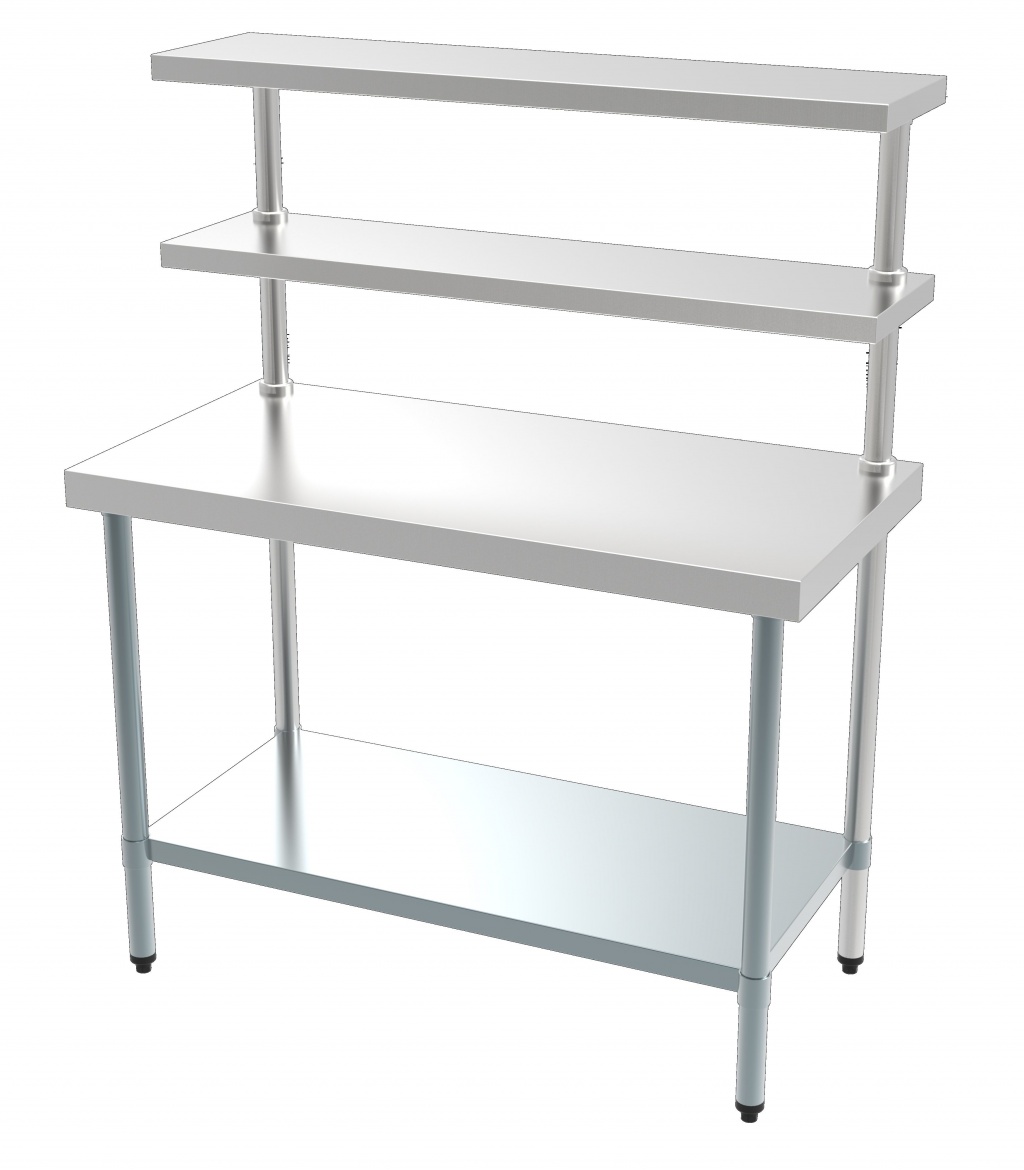 1200mm Wide Stainless Steel Prep Table With Two Top Shelves – 7490.0100